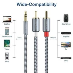 3FT 6FT 9FT 3.5mm Aux Male Jack to AV 2 RCA Stereo Audio Cable MP3 iPod Phone