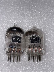 Pair Tungsol 5670 2C51 Black Plate Square Getter Tubes Amplitrex Strong Multiple