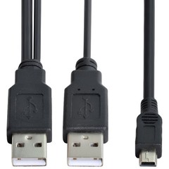 50-Pack USB 2.0 A Male to Mini USB B + USB 2.0 A Data Charge Y Split Cable 18″