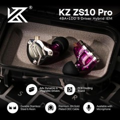 Linsoul KZ ZS10 Pro 4BA+1DD 5Driver In-Ear Monitor Wired Earbuds with Mic Purple