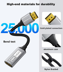 Active Displayport to HDMI Adapter (4K@60Hz,1440P/2K@120Hz) Uni-Directional DP 1