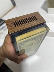 Vintage Lucite $500 1974 US One Dollar Bills Paperweight AM Radio Retro New