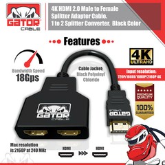 4K HDMI 2.0 Cable Splitter Switch UHD HDTV Switcher Signal Split 1 In To 2 Out