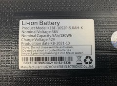 Hover-1 Dynamo Electric Scooter Battery KEBE-10S2P-5.0AH-K 36V 5Ah/180Wh