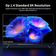 RUIPRO 25ft Fiber Optic DisplayPort 1.4 Cable 8K 60Hz 32.4Gbps HDR