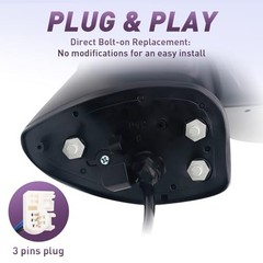 Driver Side View Mirror Compatible With L-Driver Side Textured Black-3 Pins