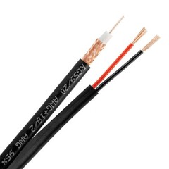 RG59 Siamese Coaxial Cable 20AWG 18/2 CCTV Security Camera Bulk Wire Black 500FT
