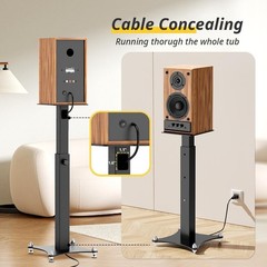 Adjustable Bookshelf Speaker Stands Pair, 20-27.5 Inch All-Metal Heavy Duty Hold