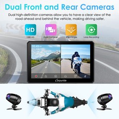 Carpuride W712D Moto Stereo Waterproof Dual Camera Wireless Carplay Android Auto