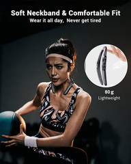 Neckband Bluetooth Speaker, Wireless Wearable Speaker w/lightest 78g Weight, Hig