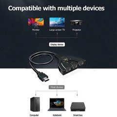 3 In-1 Out Device 4K HDMI 2.0 2FT Cable Auto Switch Switcher Splitter Adapter