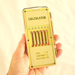 Vintage 1960s Magic Brain Pocket Calculator Metal Plastic Stylus Hong Kong EUC