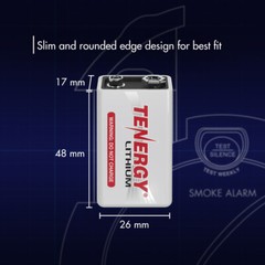 Tenergy 9V Lithium Battery 1200mAh L522 6LR61 1604LC UL Bulk Lot Pricing