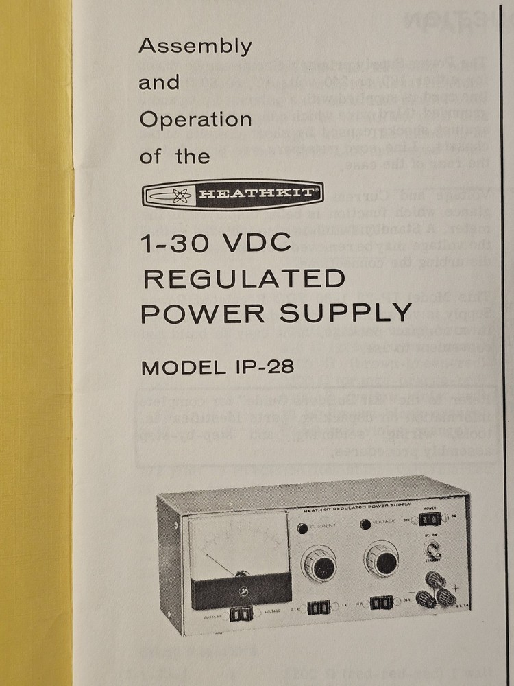 HEATHKIT IP-28 1-30 VDC Regulated Power Supply Assembly Manual (595-1092-05)