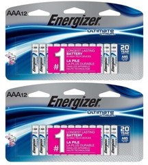 Energizer Ultimate Lithium AAA -Set of (2) 12 ct L92SBP Batteries EX 2038 (24ct)