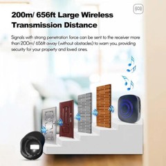 H2C8 Waterproof 656ft Wireless Driveway Alarm Motion Sensor Alarm Indoor Outdoor