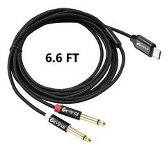USB C to 1/4″ inch Audio Cable, Type C to Dual 6.35mm TRS Stereo Aux Cord Y S…