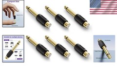 RCA To 1/4″ Audio Adapter 6.35Mm Mono Plug Male To RCA Female Connectors 6 Pack