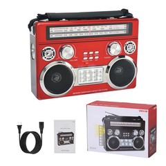 Portable Retro AM/FM/SW 3-Band Radio 4 Colors with Flashlight Bluetooth Boombox