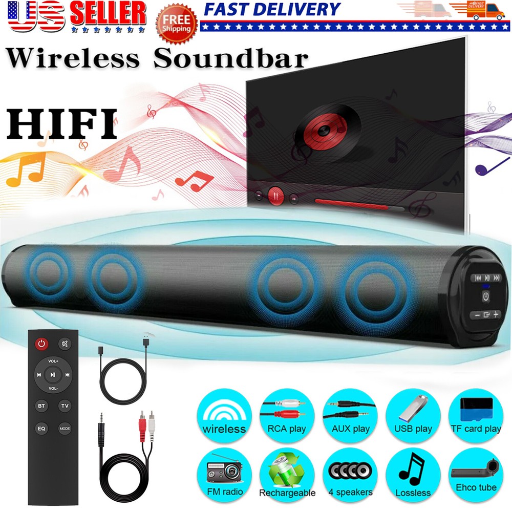 Wireless Bluetooth TV Sound Bar Theater Subwoofer Soundbar Computer Speaker 22”