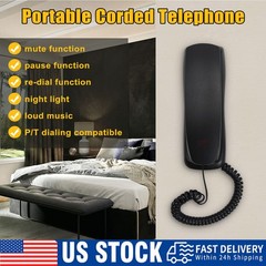 Black Corded Telephone Landline Phone for Home Office Desk Wall Mountable D3W1