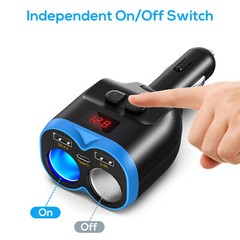 Dual USB Charger Power Adapter Car LCD Cigarette Lighter Socket Splitter DC 12V