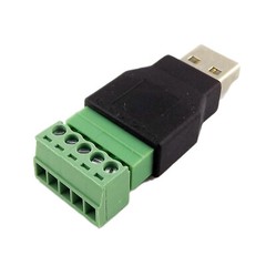 1x USB 2.0 Type A Male to 5 Pin Screw w/ Shield Terminal Plug Adapter Connector