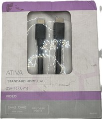 ATIVA 25ft HDMI Cable w/ Ethernet 3D 1080i Black 895-652 High Speed AV Cord Pro+