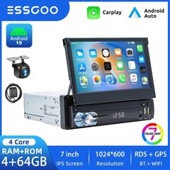 7″ Car Stereo Radio 1DIN Apple CarPlay Head Unit FM BT GPS Camera Wifi BT 4+64GB