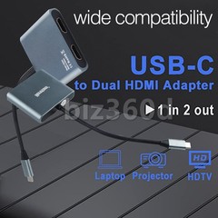 USB 3.0 Type C to Dual HDMI Adapter DisplayLink Mirror Dual 4K@30Hz Monitor Hub