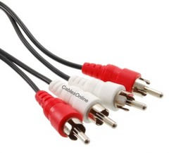 3ft 2-RCA Male to 2-RCA Male Red/White Molded Connectors Stereo Audio Cable