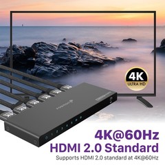 HDMI Switch 5 In 1 Out 4K HDR Auto Scaling Selector Switch Adapter with Remote