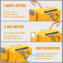 Rechargeable For Dewalt 20V 18V Lithium Battery Inverter Generator DC 20V Portab