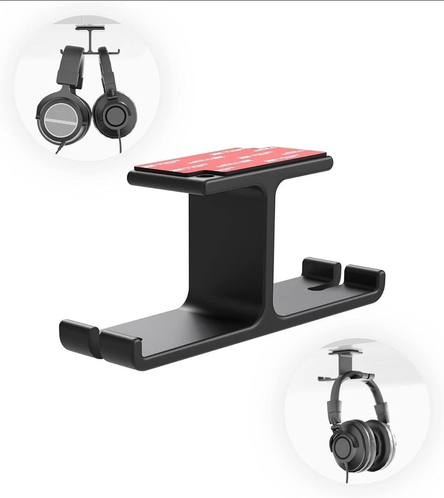 Blucoil Aluminum Under-Desk Headphone Hanger with 11-22 LB Weight Capacity