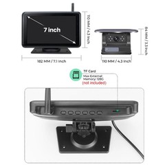Solar Magnetic Wireless RV Backup Camera 1080P 7” Monitor for Car Truck Camper