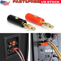 40x 4mm Gold Plated Banana Plugs Audio Jack Speaker Wire Cable Screw Connector