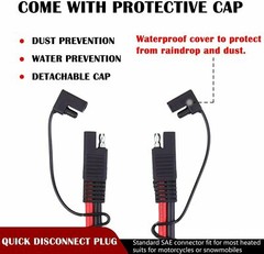 SAE to SAE Extension Cable 16AWG 12-24V 2 Pin Quick Disconnect Wire Harness Cord