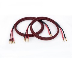 Canare 4S11 Bi-Wire Speaker Cable Pair, Red Flex Braided 2 to 4 BFA Banana.