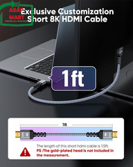 Highwings Short 8K HDMI Cable 1FT/0.3M 48Gbps, Ultra High Speed HDMI Braided Cor