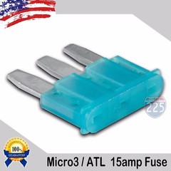 5 Pack 15A Micro3 Blade Fuse 15 AMP ATL 32V Automotive Car Truck Boat Marine RV