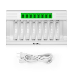 Rechargeable Batteries Charger LCD Fast Charger 8-Slot for Ni-MH AA AAA Battery