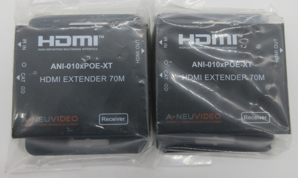 LOT OF 2 A-NeuVideo ANI-0104POE-XT HDMI POE 1080/4K30 Extender Splitter/IR
