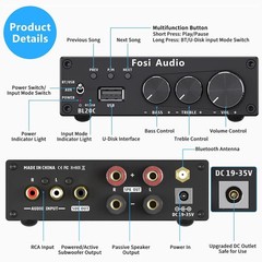 Bluetooth 5.0 Stereo Audio Receiver Amplifier 320W 2.1CH Mini Hi-Fi Class D Amp