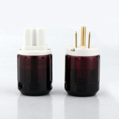 Pair Gold/Rhodium Plated US AC Audio Mains Plug IEC C15 HiFi Power Wire Connetor