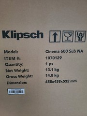 Klipsch Cinema 600 Wireless Subwoofer (Subwoofer Only) NEW FREE SHIPPING