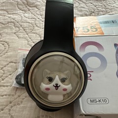 Cat Ear MS-K10 Headphones Black/White Bluetooth Wireless LED Foldable 40mm