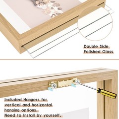 MUYE 11×14 Floating Frame Set of 2,Double Glass Rustic 11×14, Natural