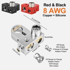 2PCS Car Battery Terminals Connector Top Post 12-24V 0/2/4 & 4/8 AWG W/ Wrenches