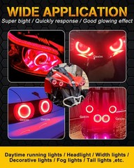 70MM Halo Rings Red Car Angel Eyes 45SMD COB LED Fog Lights Driving Size: 70MM