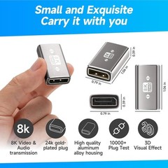 8K DisplayPort Coupler 2 Pack, DP 2 Straight (Female) to